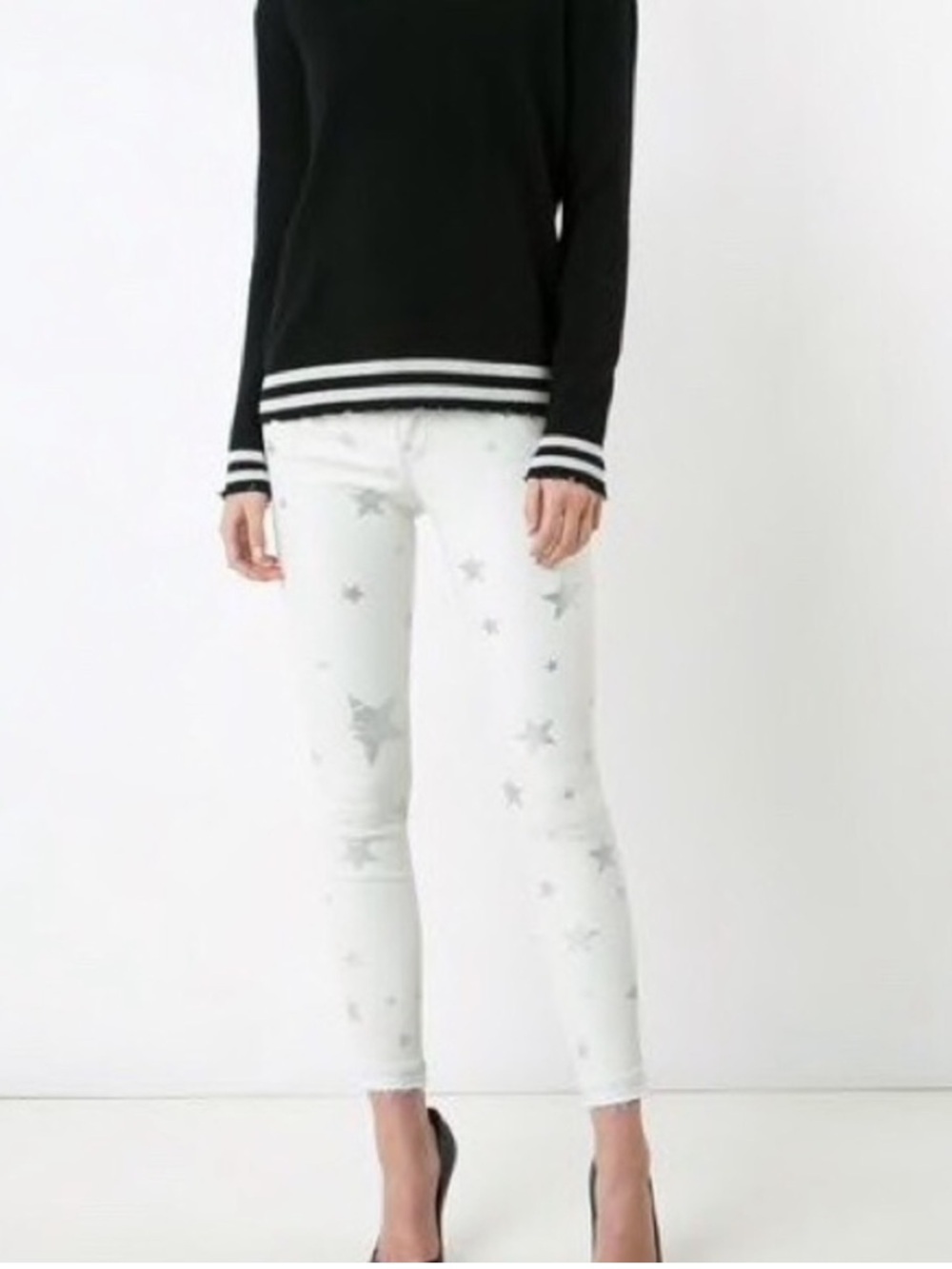 R+A Prince Lambskin Leather Star Pants Size 25 0 White Silver